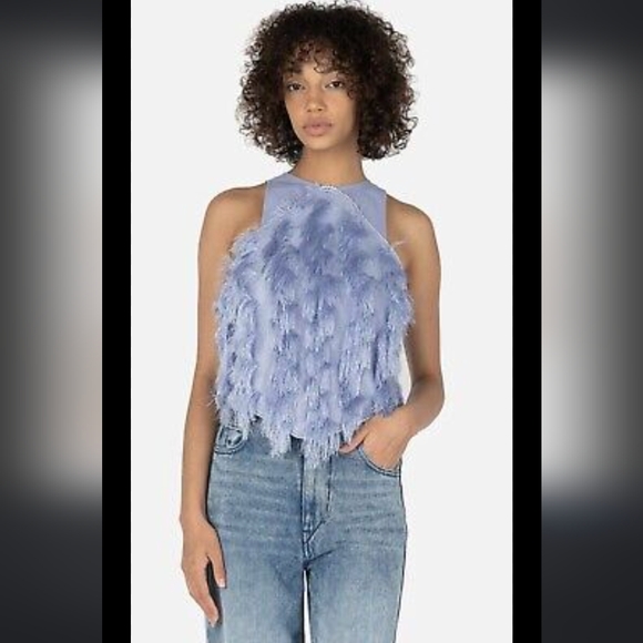 Ganni Purple Fringe Mesh Blouse - Picture 10 of 10